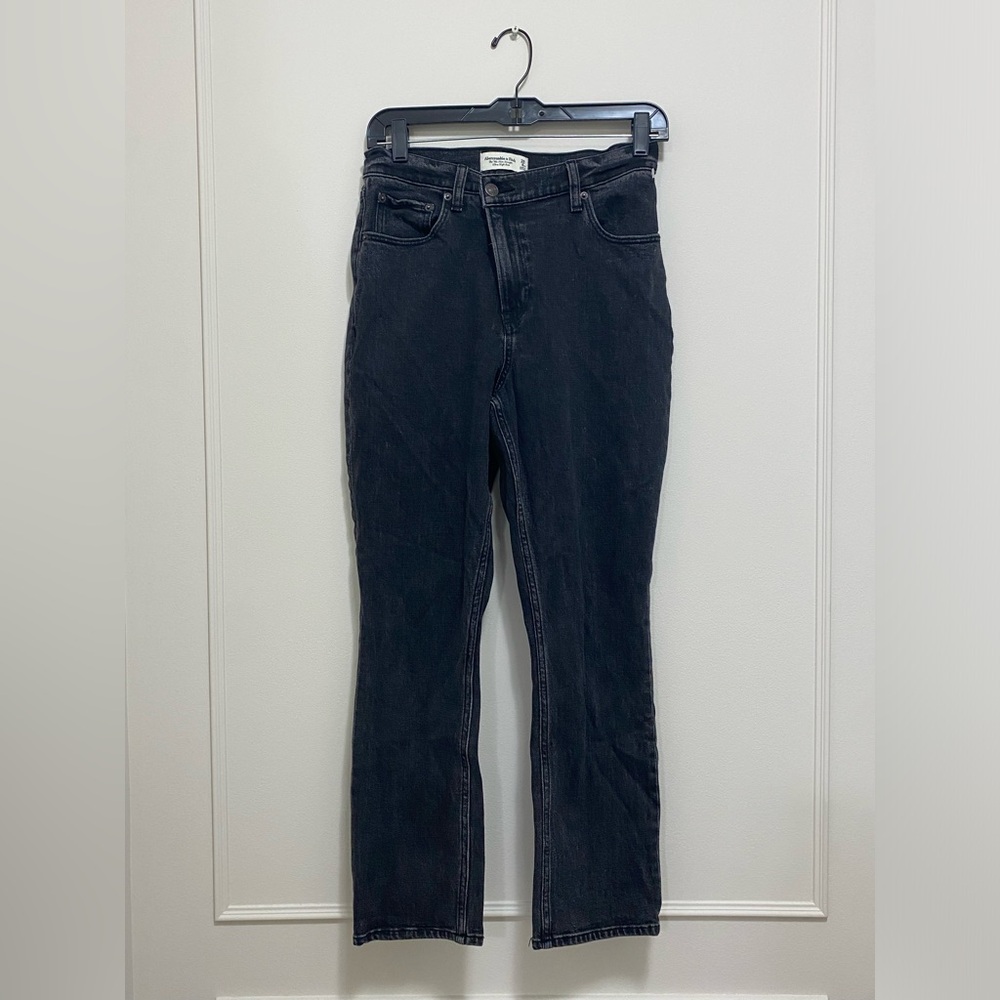 Abercrombie 90s Straight Jeans High Rise Black Vintage Style Size 28